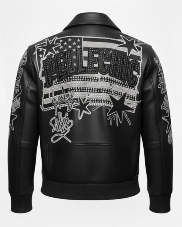 PelleChic™ "Stars & Stripes" Luxury Rhinestone Bomber – 1986 Elite Americana Edition $854 USD