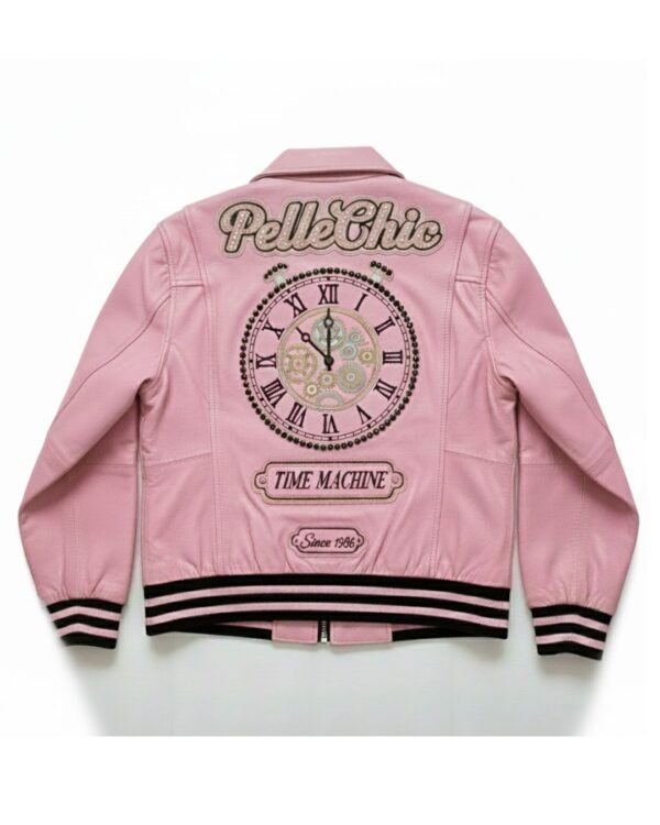 Pelle Chic "Time Machine" Limited Edition Pink Leather Woman Bomber    $976 USD