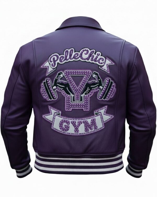 Pelle Chic "GYM Series" Purple Crystal-Embellished Bomber   $976 USD