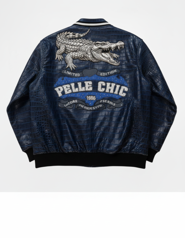 Pelle Chic "Limited Edition" 1986 Croc-Embossed Navy Bomber $917 USD