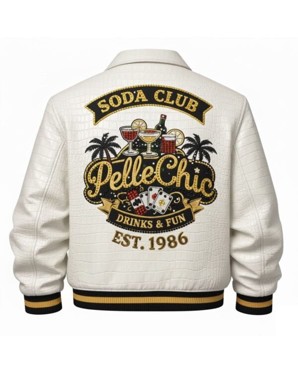 Soda Club "Collector’s Series" White Croc-Embossed Varsity Jacket $978 USD