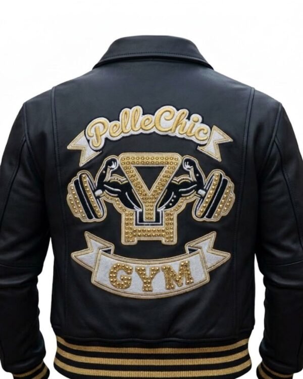 Pelle Chic "Iron Dynasty" Premium Leather Gym Bomber Jacket USD-$1000