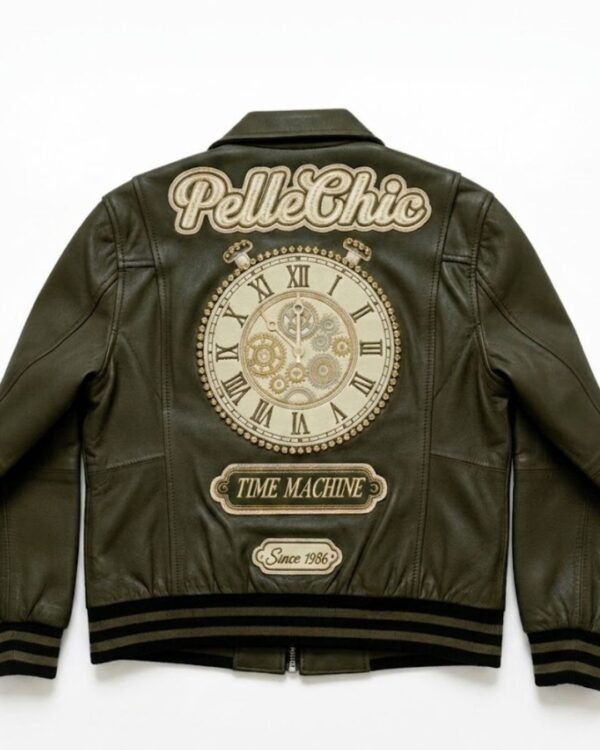 Pelle Chic "Time Machine" Luxury Leather Jacket – Olive Green USD-$1000