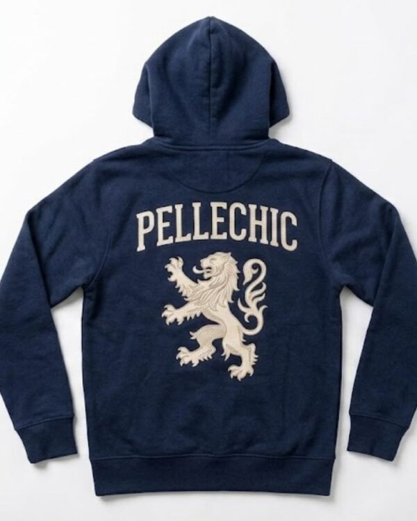 PelleChic Luxury Embroidered Lion Emblem Navy Blue Zip-Up Hoodie USD-$1100