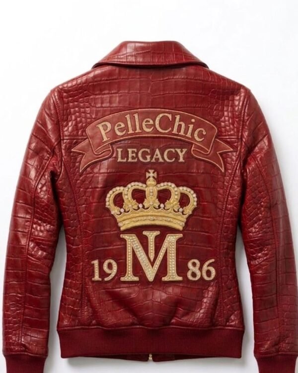 PelleChic Legacy Edition Croc-Embossed Leather Bomber Jacket – Rich Maroon USD-$2000
